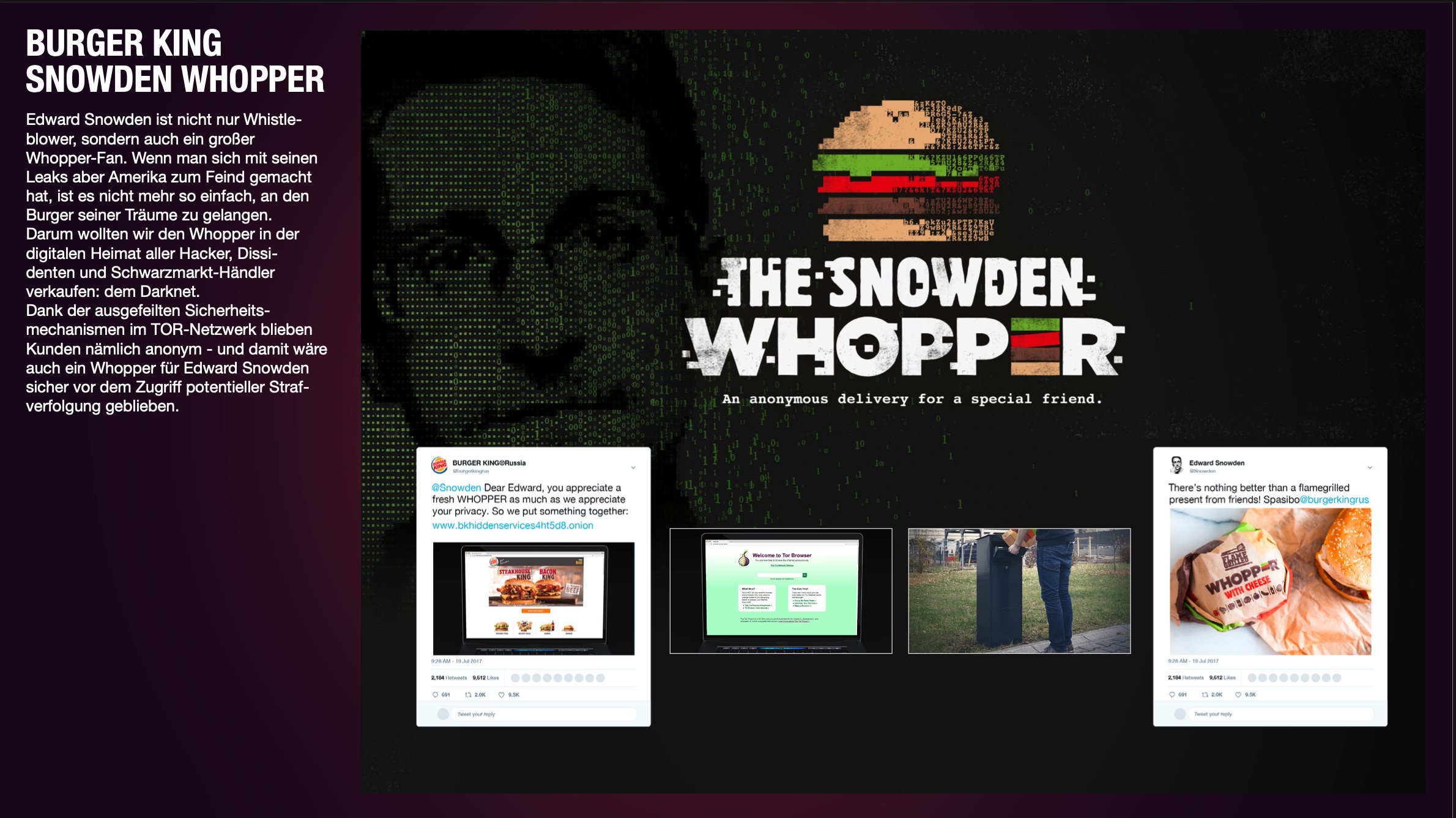 Snowden Whopper — concept board